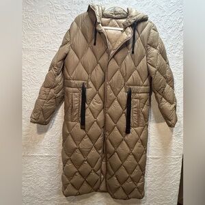Zara Quilted Tan Long Coat